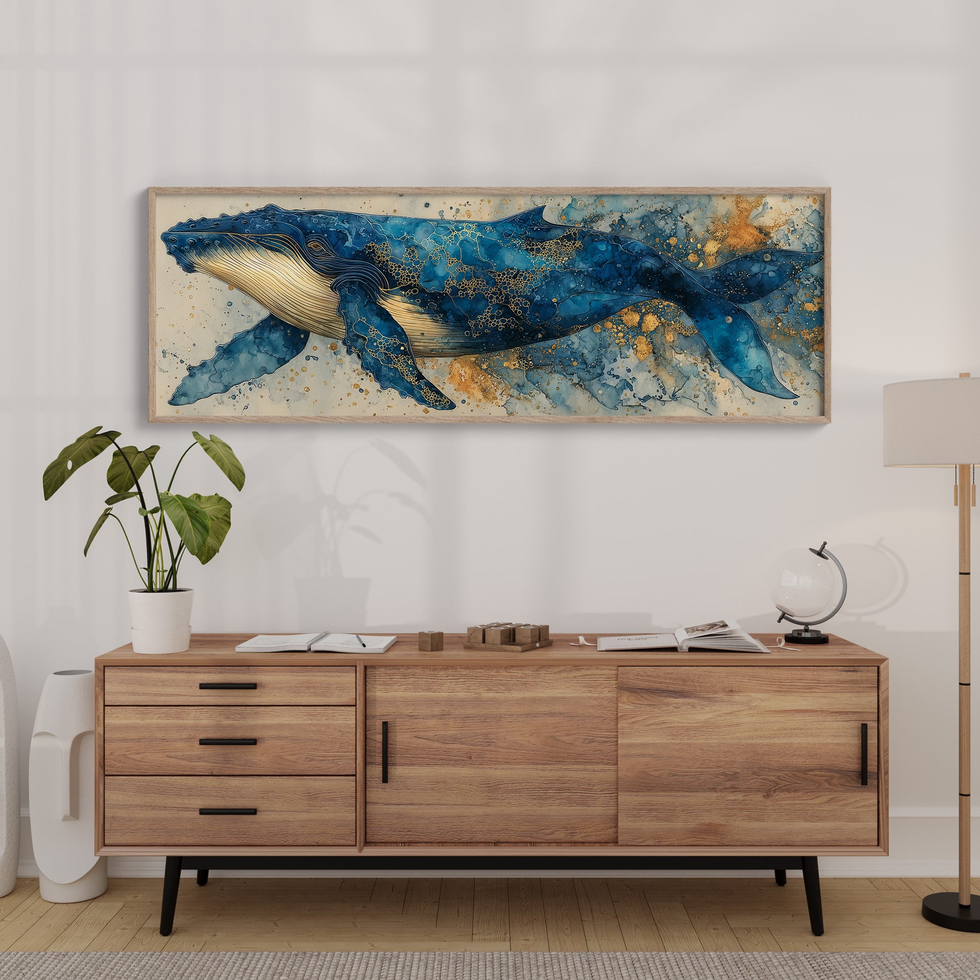 Midnight Whale In Golden Tides