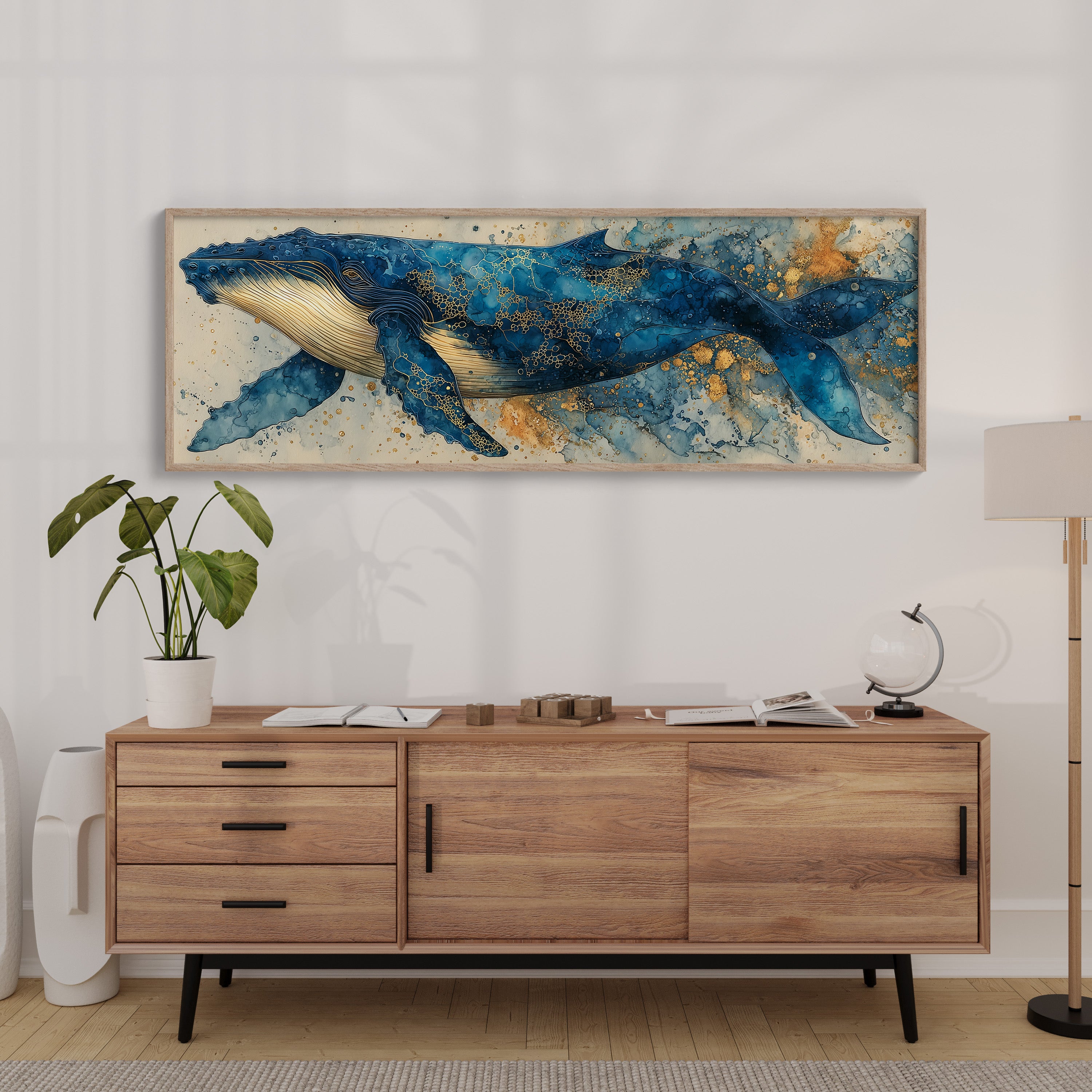 Midnight Whale In Golden Tides