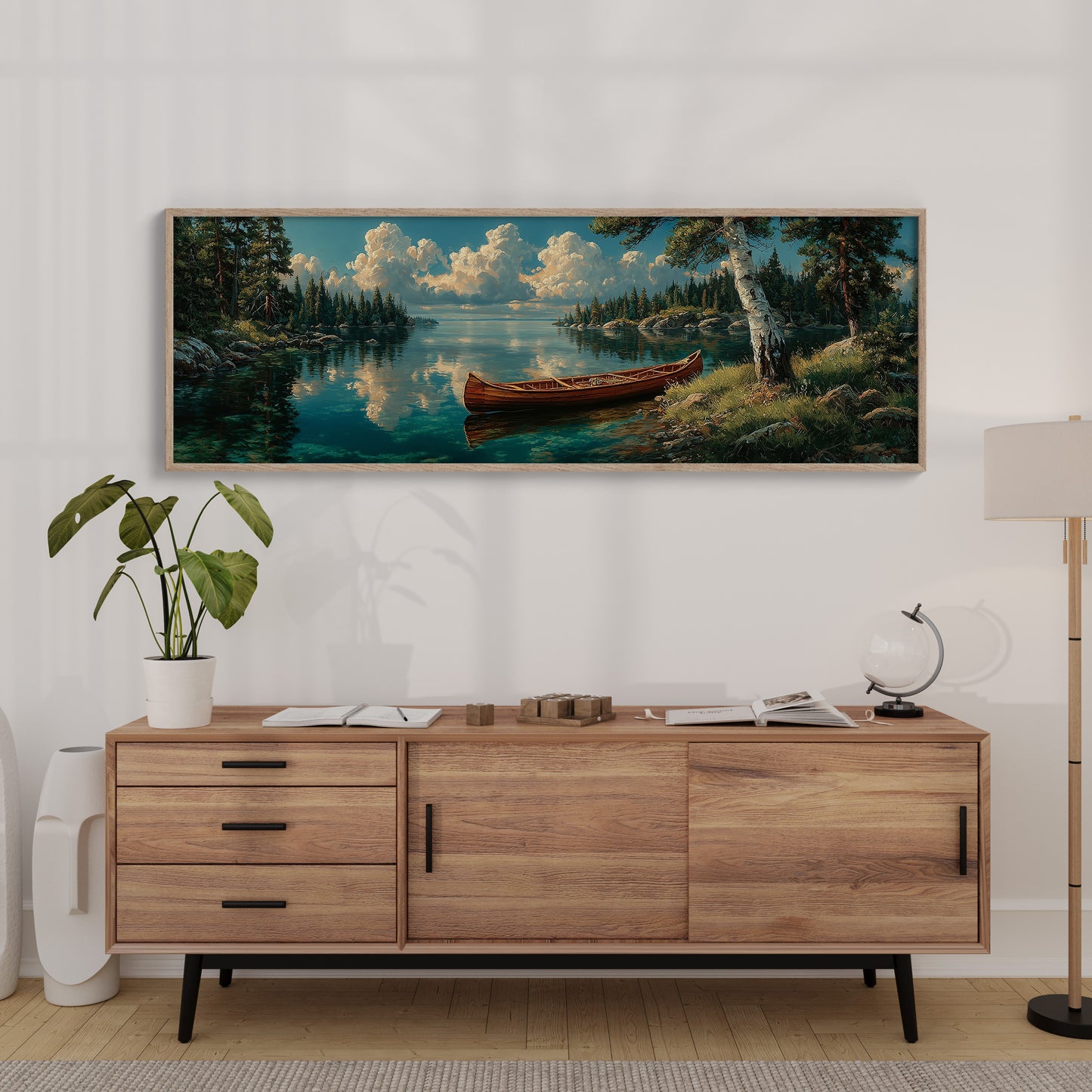 Canoe Resting On Still Waters