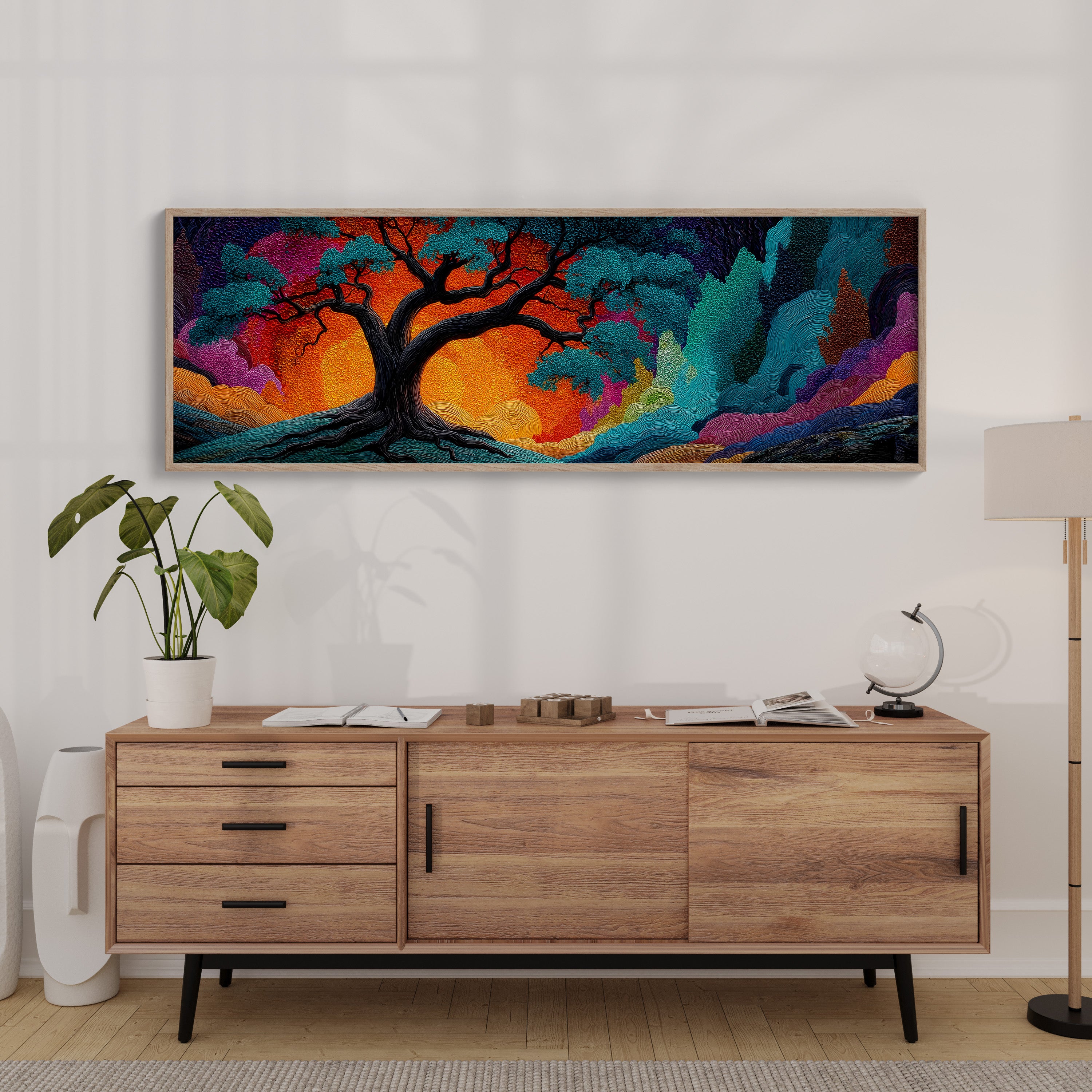 Ember Sky Beneath the Ancient Oak