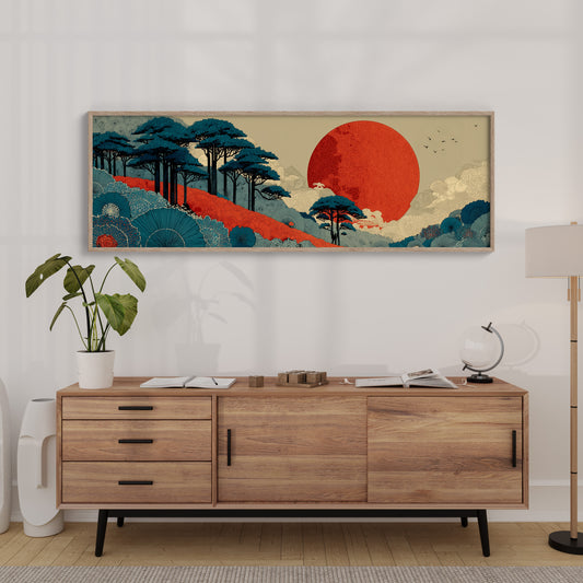 Crimson Sun Over Indigo Pines