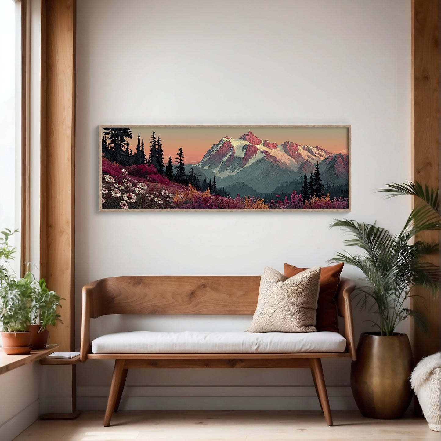 Wildflowers Beneath the Blushing Peaks
