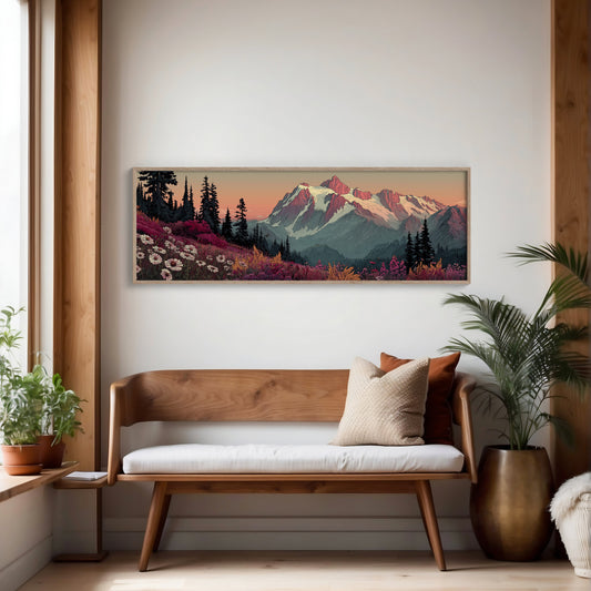 Wildflowers Beneath the Blushing Peaks