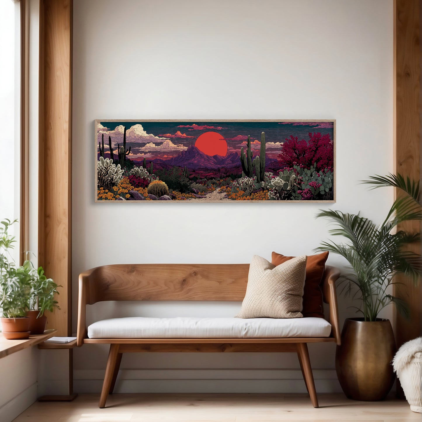 Desert Path Beneath the Crimson Sun