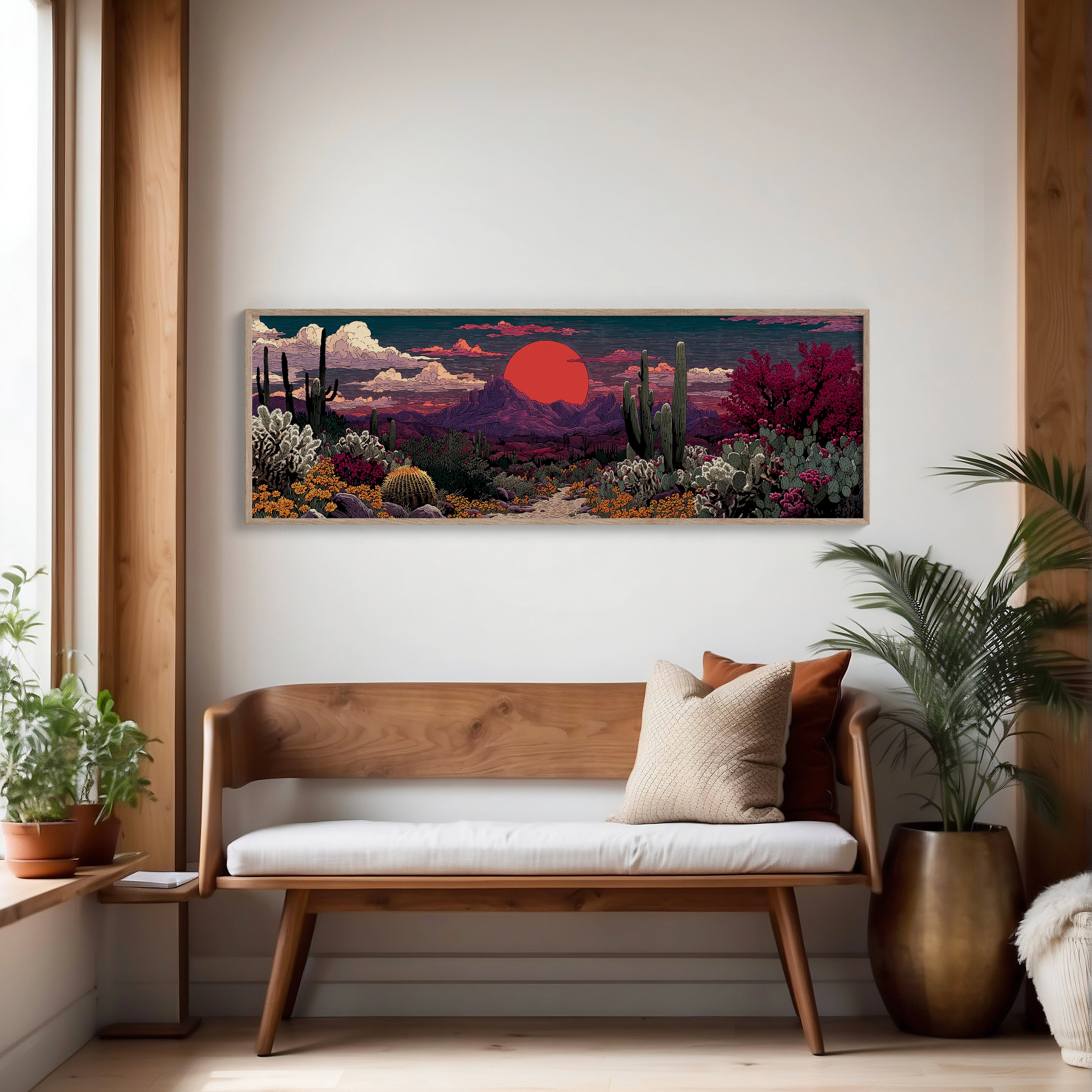 Desert Path Beneath the Crimson Sun