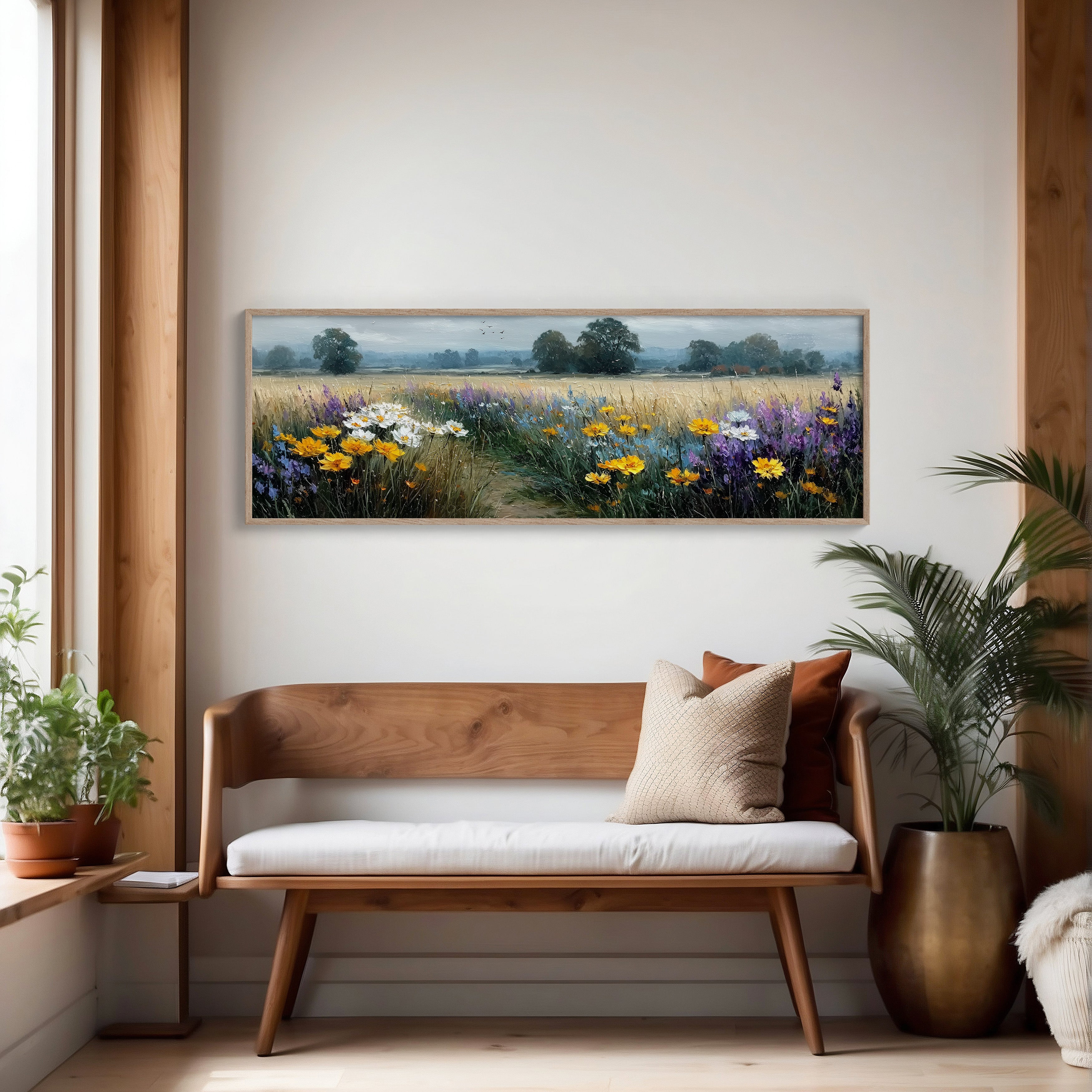 Wildflower Path Through Golden Fields