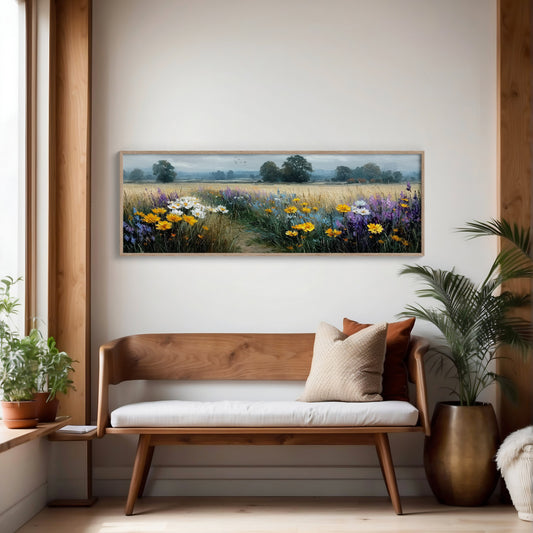 Wildflower Path Through Golden Fields