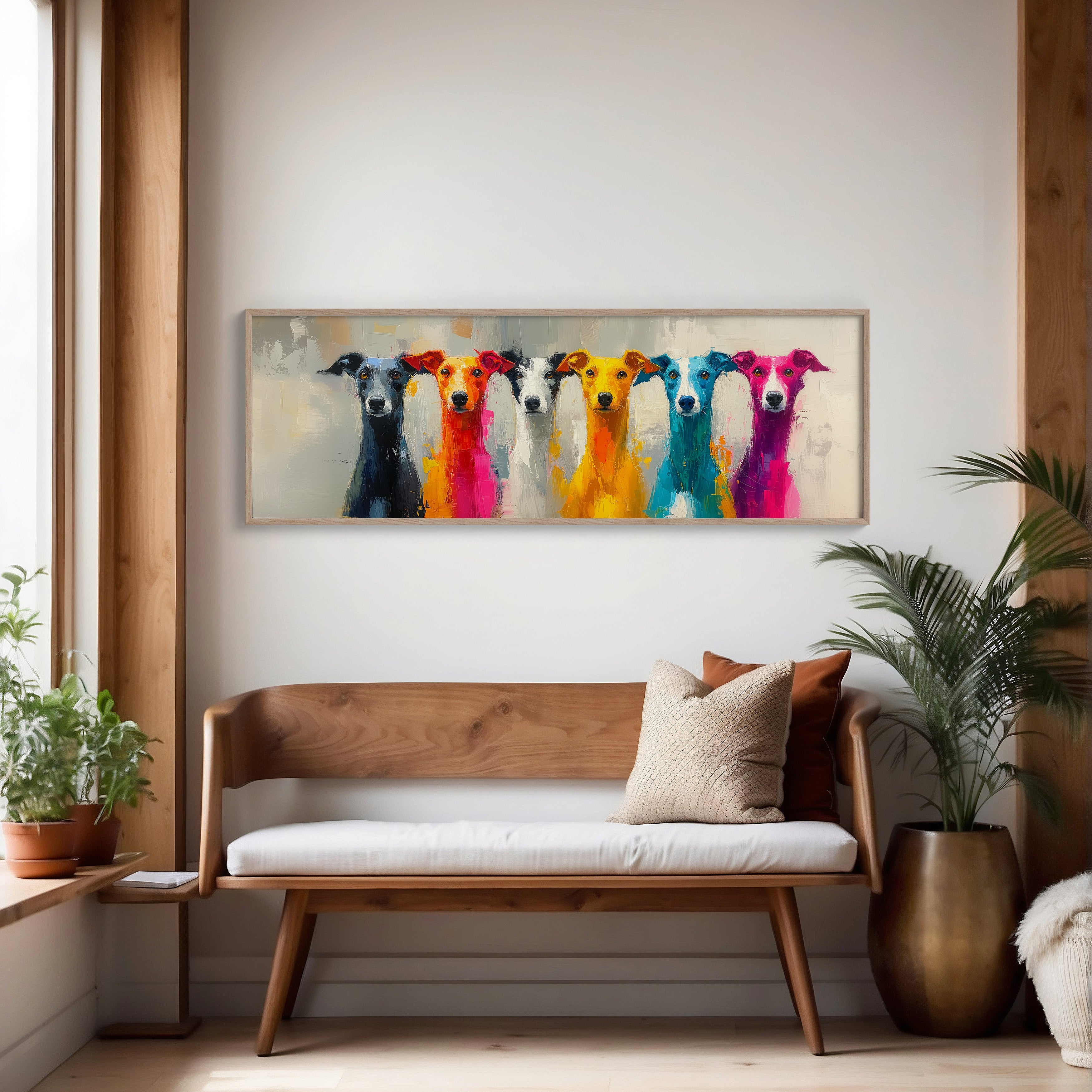 Colorful Greyhounds In Modern Pop Style