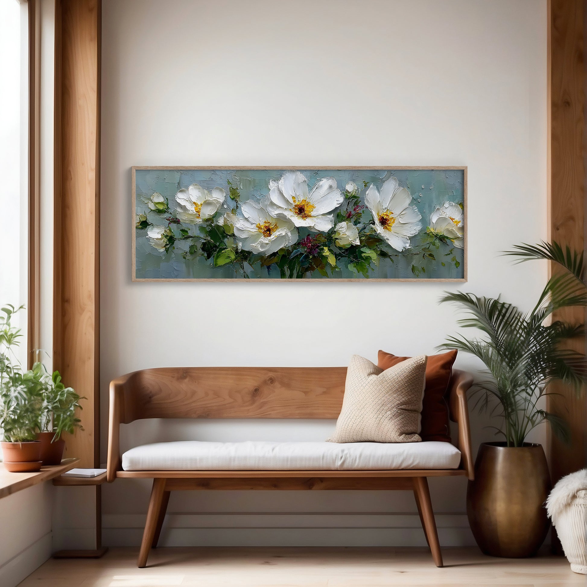 White Garden Blossoms In Soft Relief