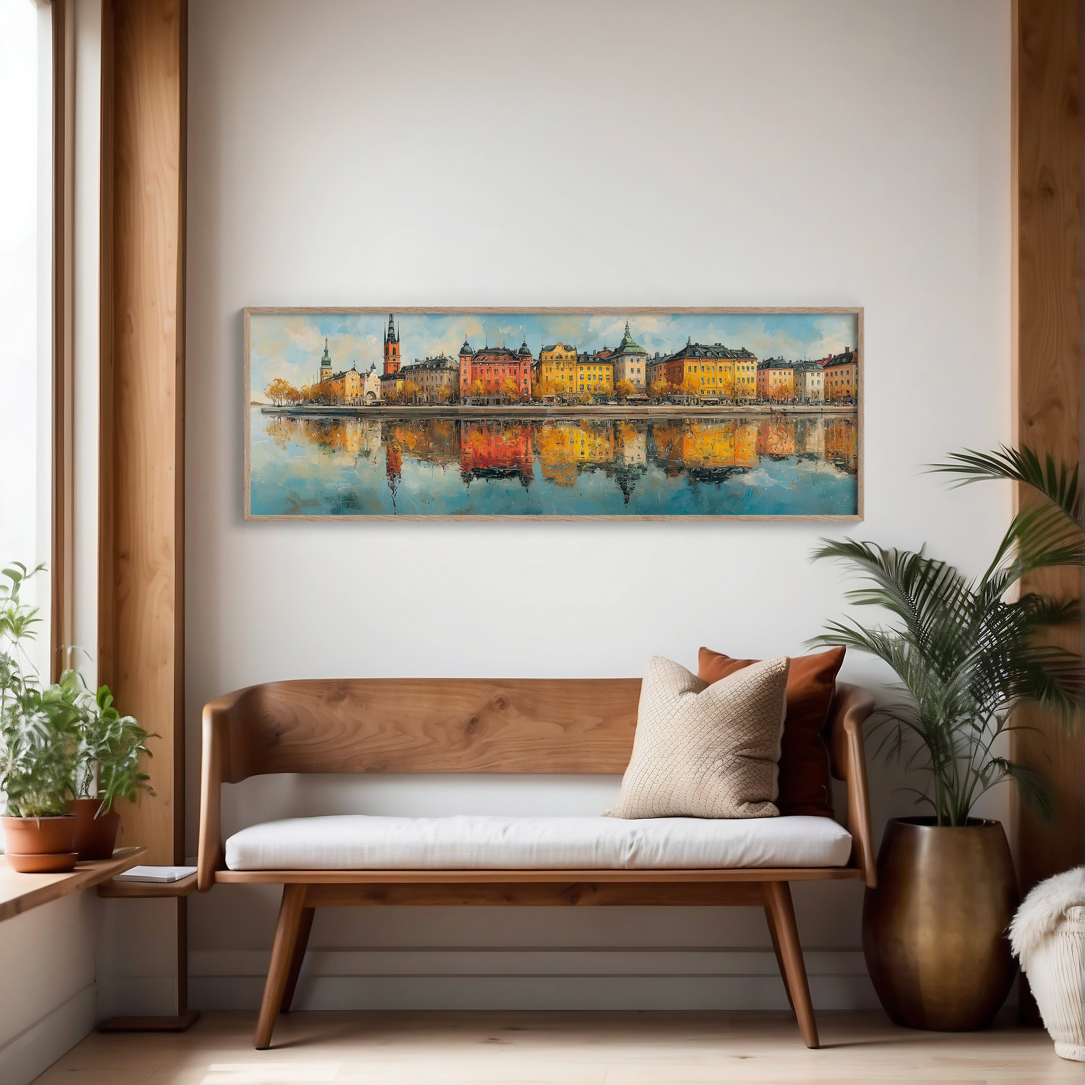 Colorful European Waterfront Reflections