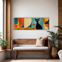 Mid Century Black Cat and Cocktail
