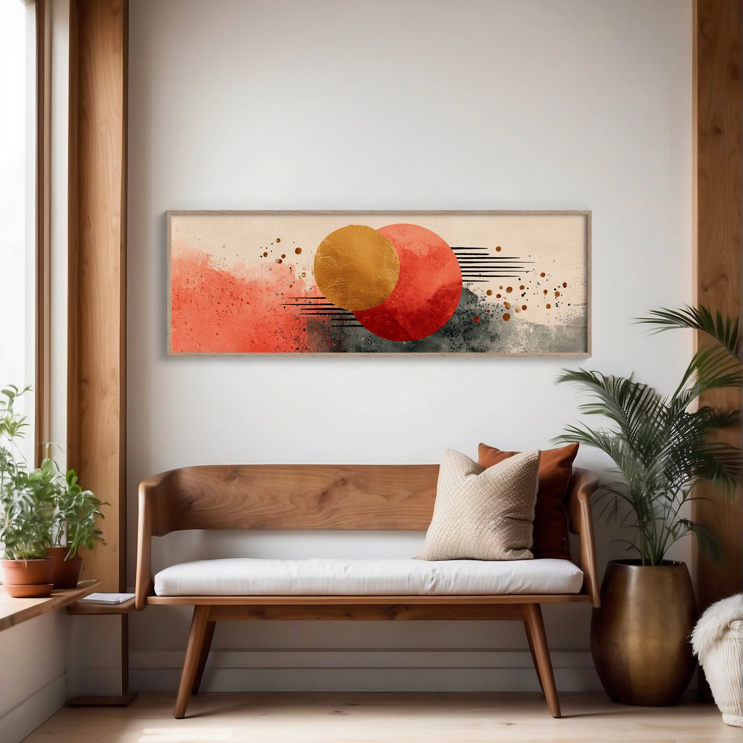 Modern Abstract Red and Gold Circles