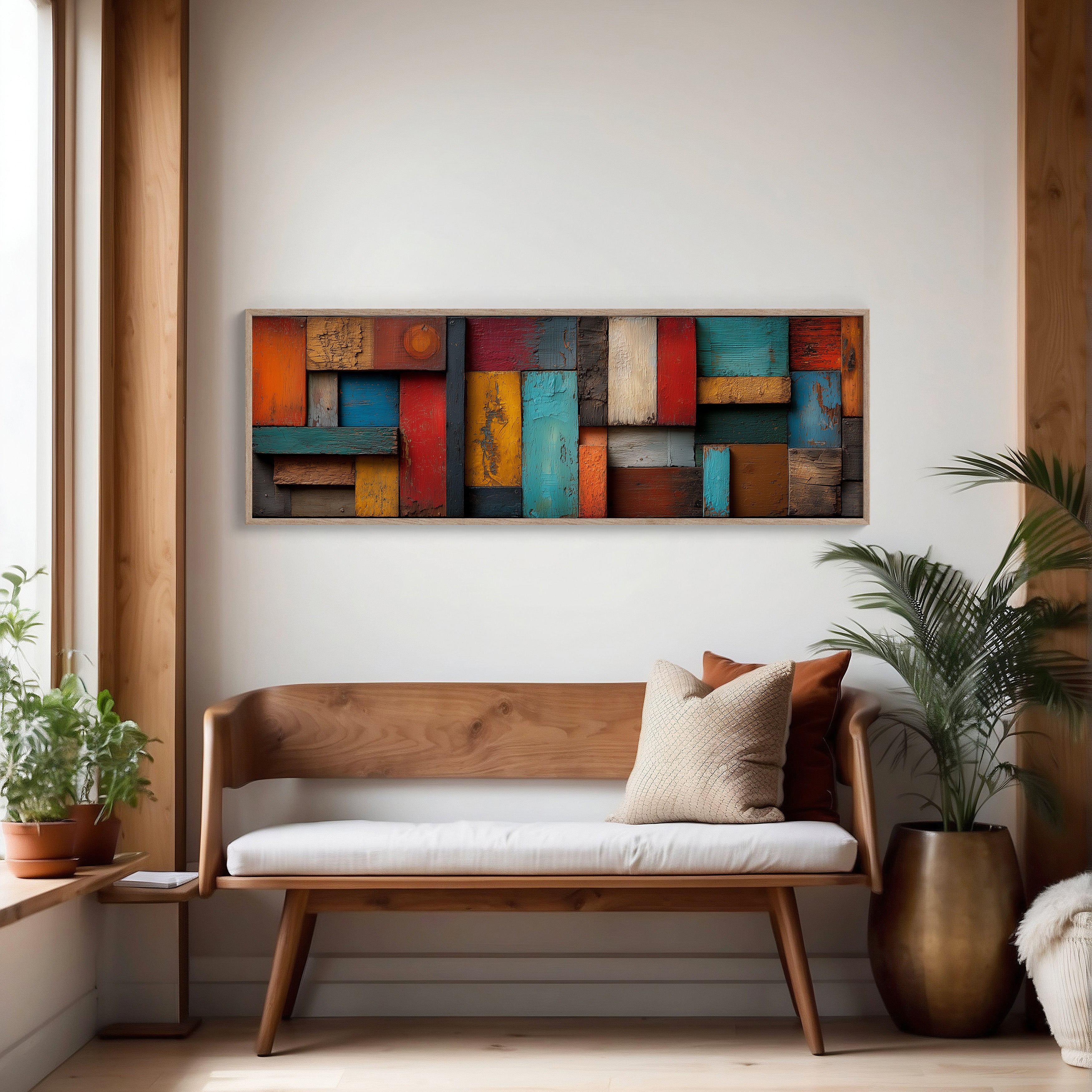 Rustic Colorful Wood Plank Abstract