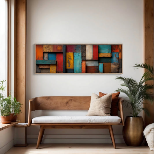 Rustic Colorful Wood Plank Abstract