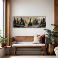 Golden Mist Through Pines