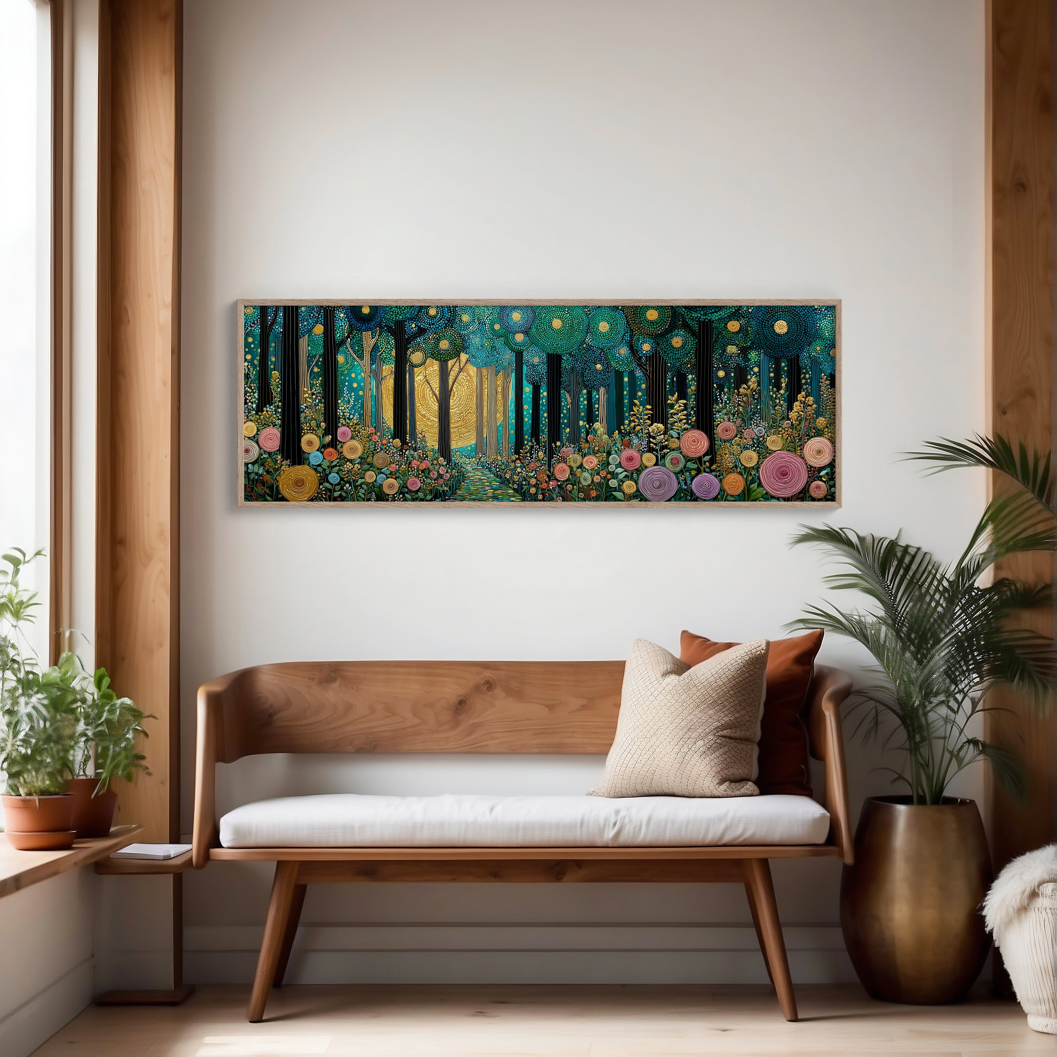 Golden Moon Through Enchanted Forest