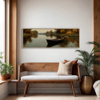 Quiet Boat on Autumn River