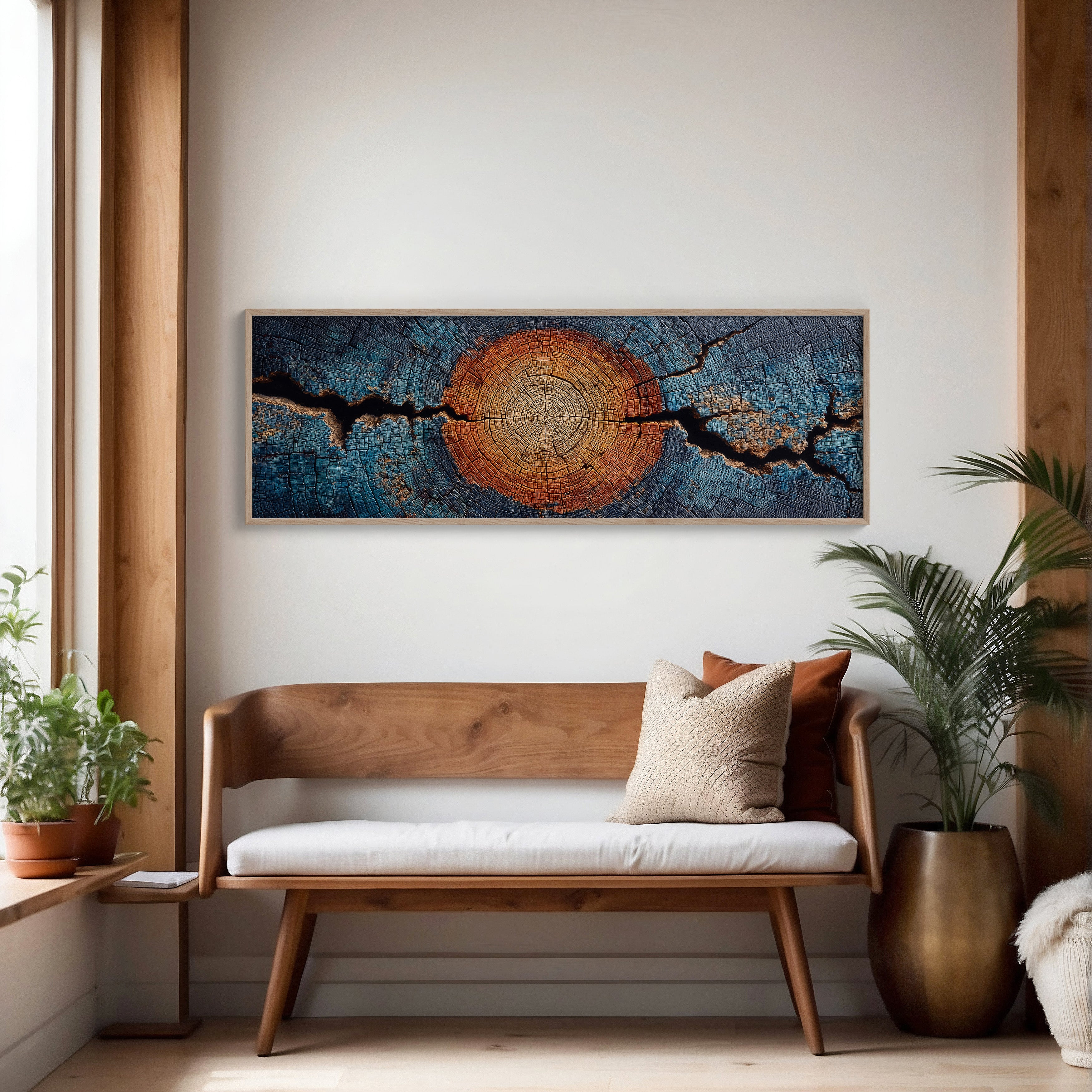 Blue and Copper Tree Ring Abstract