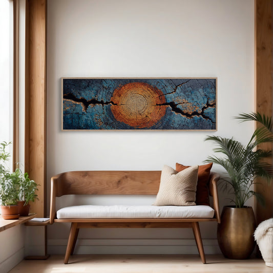 Blue and Copper Tree Ring Abstract
