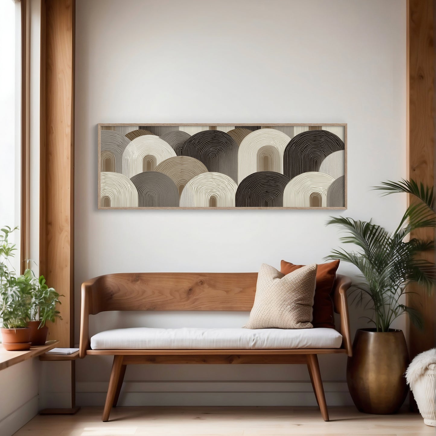 Neutral Geometric Arch Pattern Art