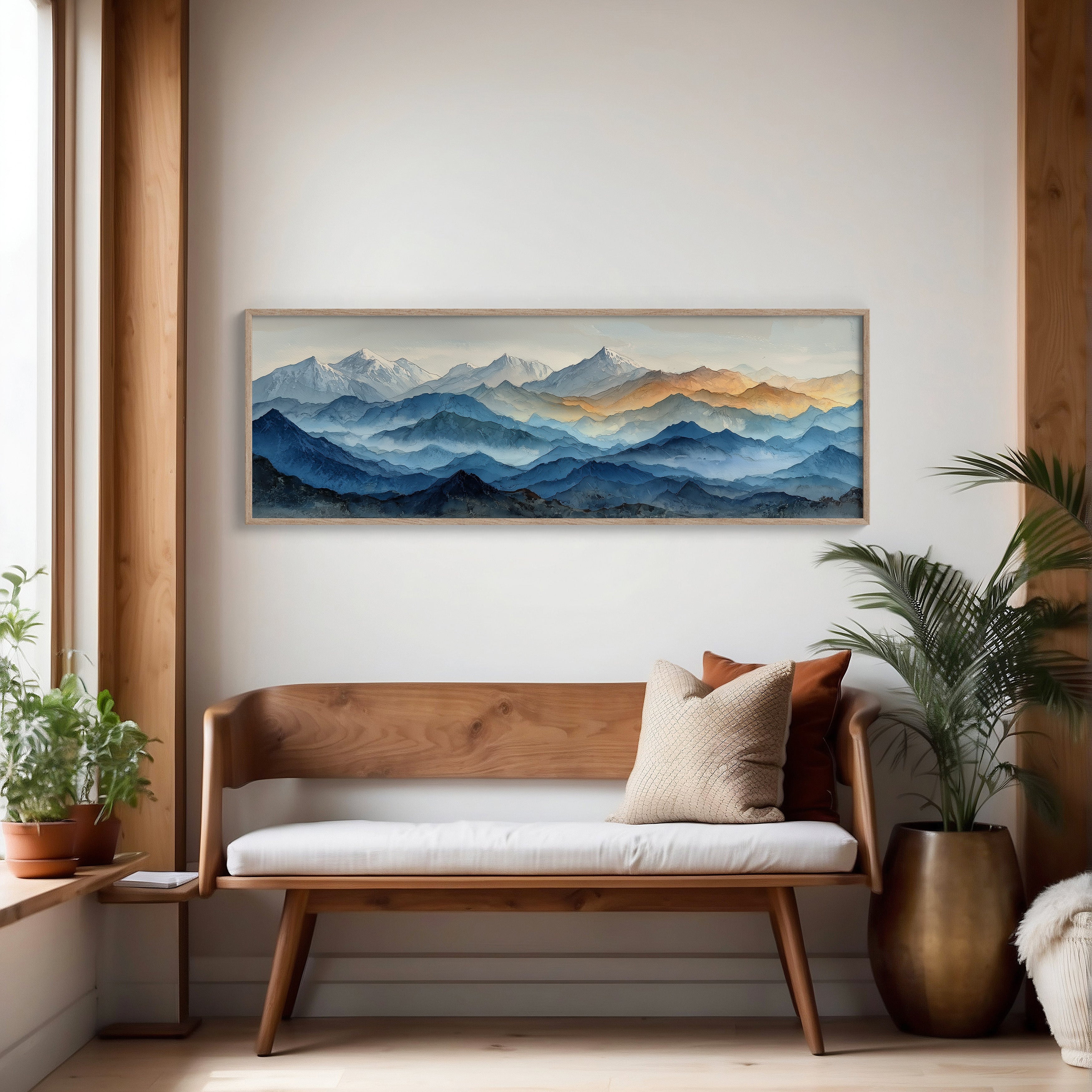Misty Blue Mountain Range Landscape