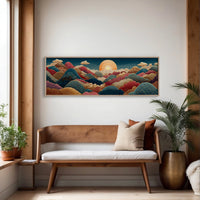Ornate Sunrise Over Patterned Hills