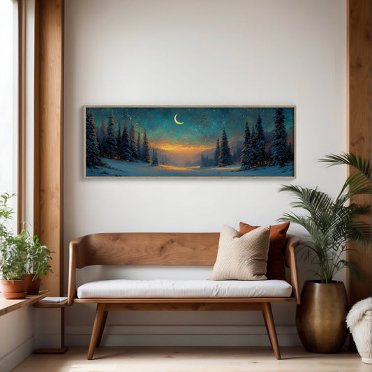 Moonlit Snow Path Through Winter Pines