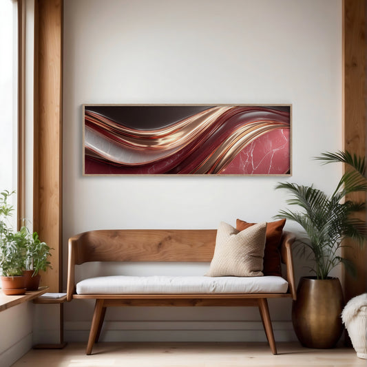 Flowing Copper Waves in Crimson Stone