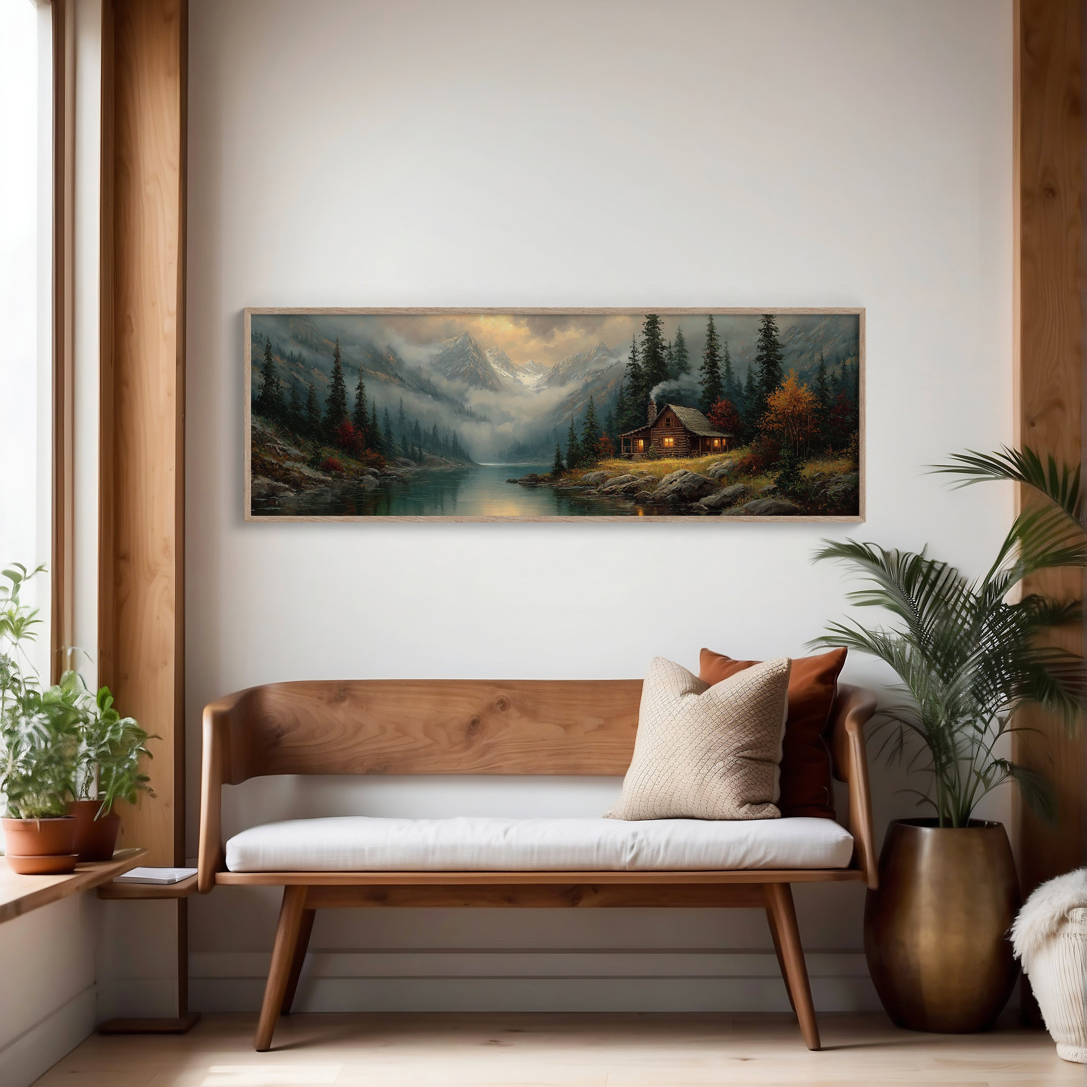 Cabin Glow In Misty Mountain Valley