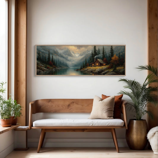 Cabin Glow In Misty Mountain Valley