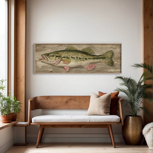 Largemouth Bass Over Rustic Wood