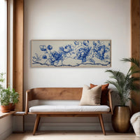 Blue Ink Roses On Thorned Vine