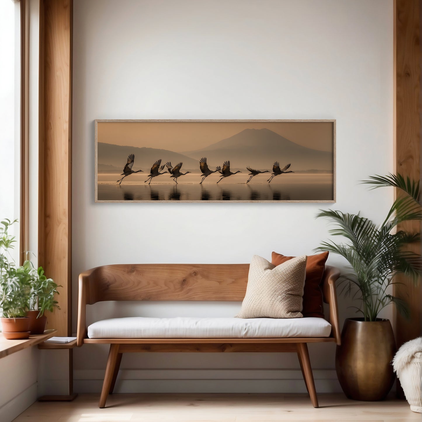 Cranes Rising Across Quiet Waters