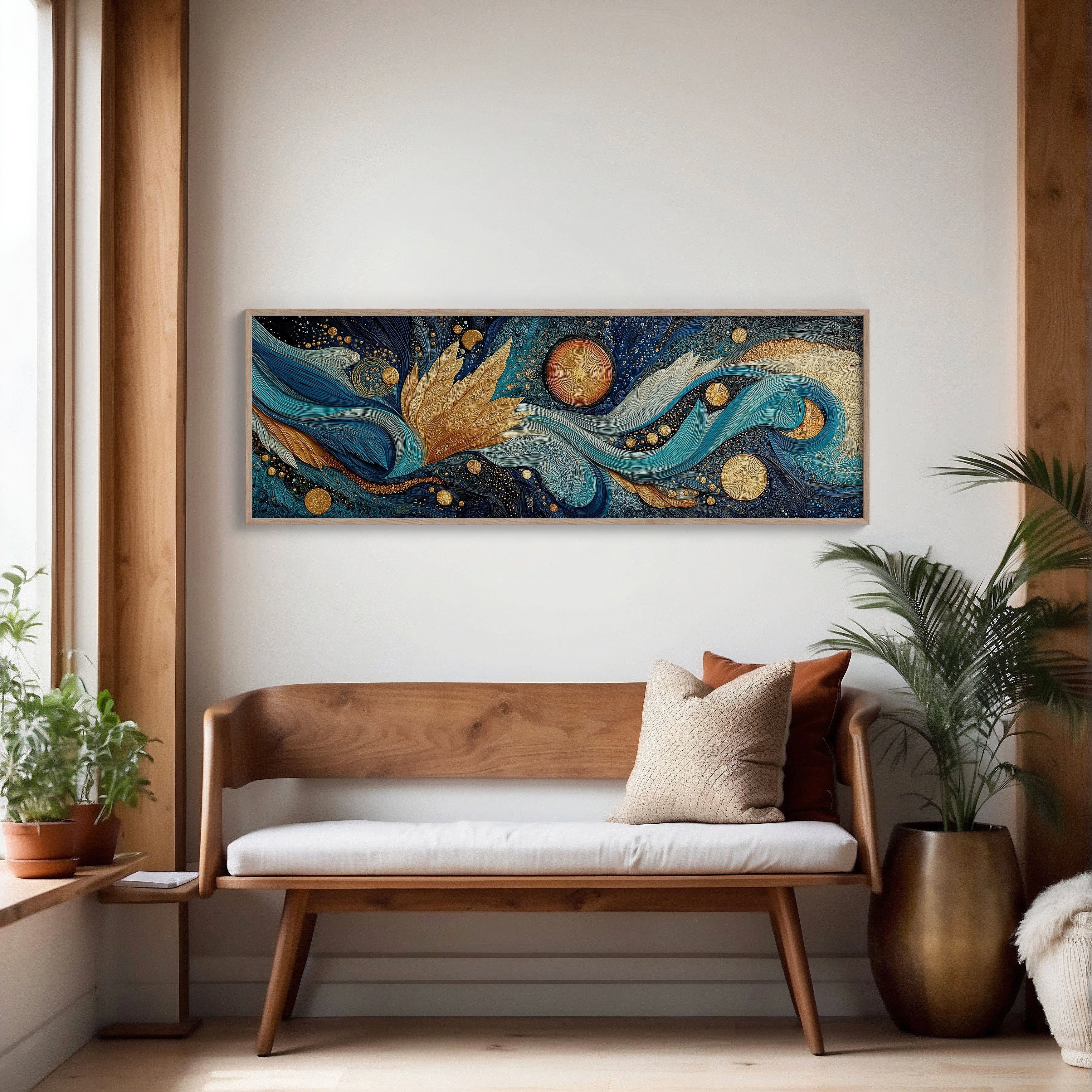 Celestial Currents In Gold And Blue