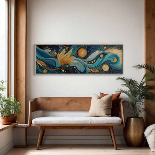 Celestial Currents In Gold And Blue