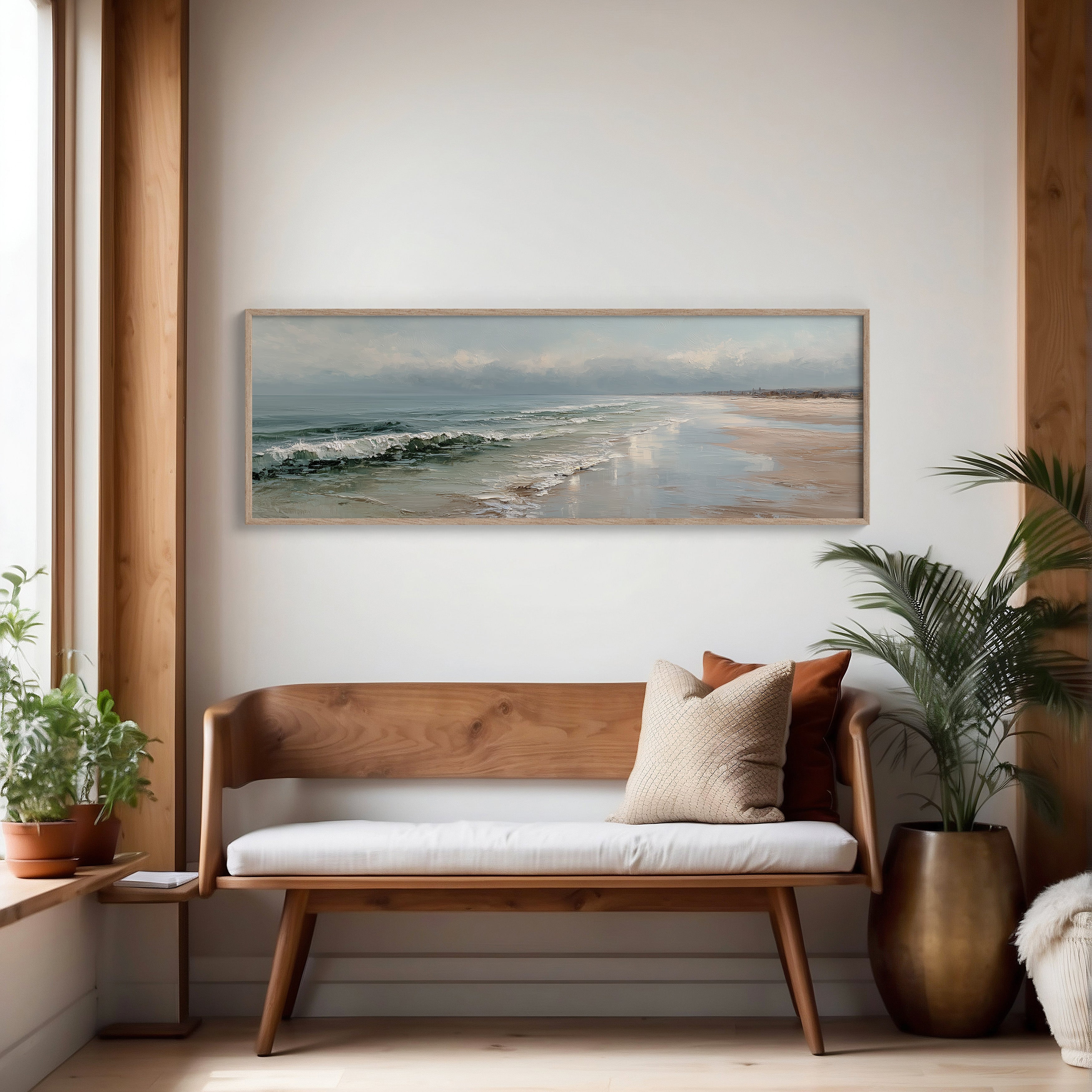 Soft Ocean Waves on a Serene Misty Shore