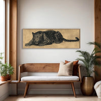 Vintage Leopard Illustration on Aged Paper Background