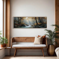 Sunbeams Over the Forest Stream