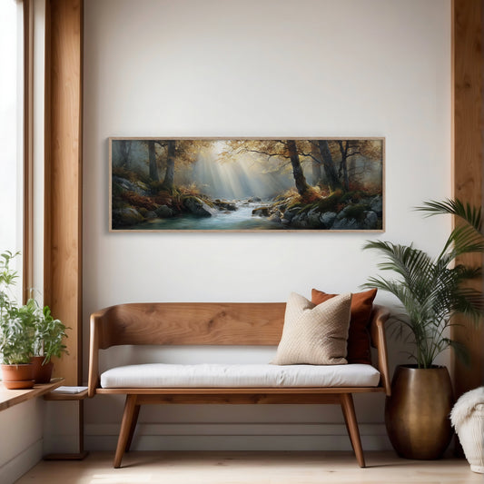 Sunbeams Over the Forest Stream