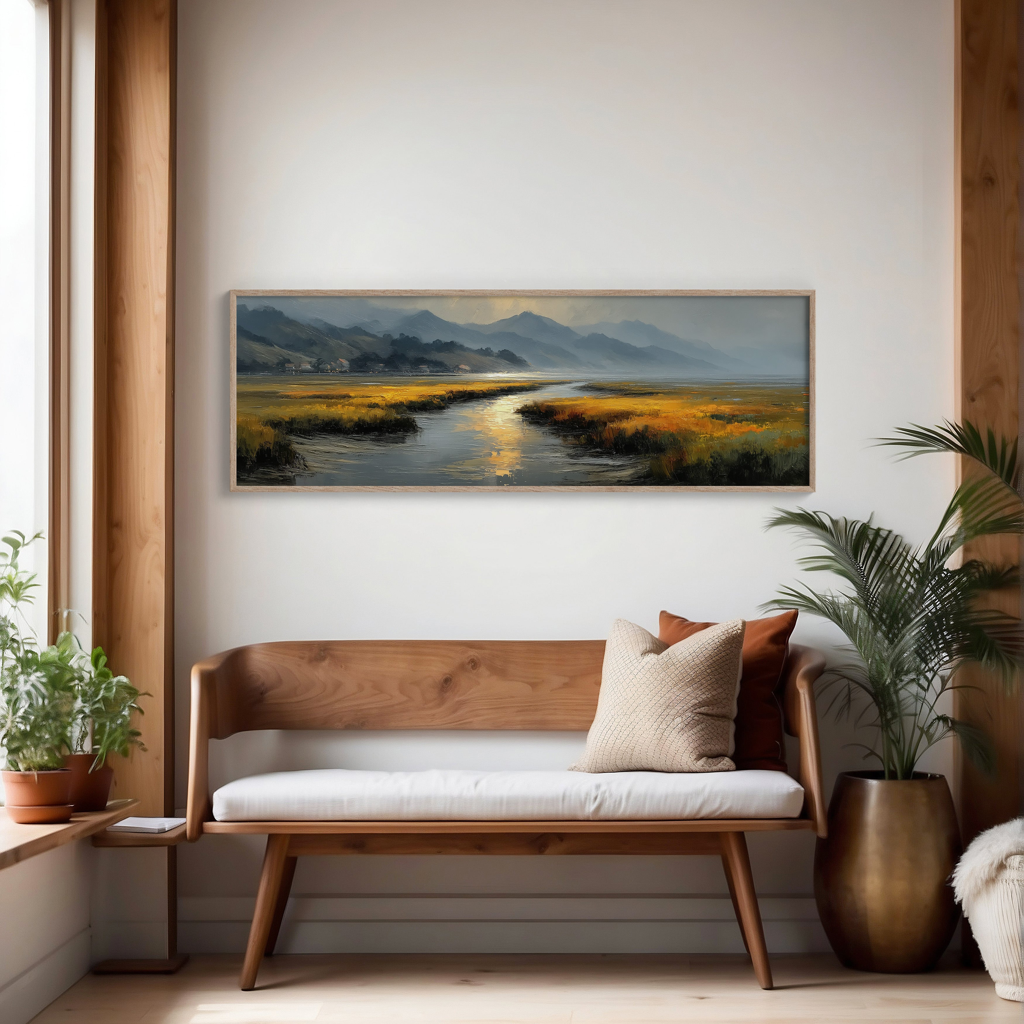 Golden Marsh Under Distant Peaks