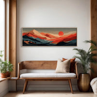 Crimson Sun Over Layered Peaks