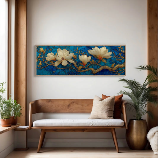Golden Magnolia on Blue Marble