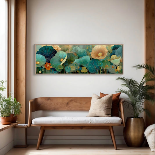 Blooming Waves of Teal and Amber