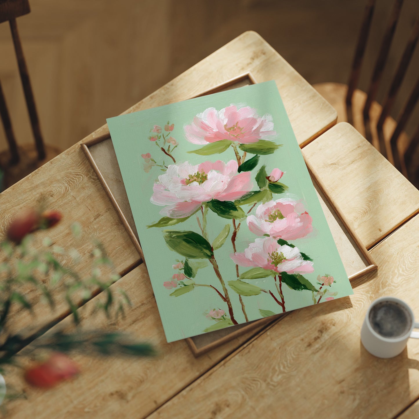 Blush Blooms on Mint