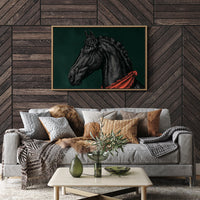 Midnight Stallion in Crimson Silk