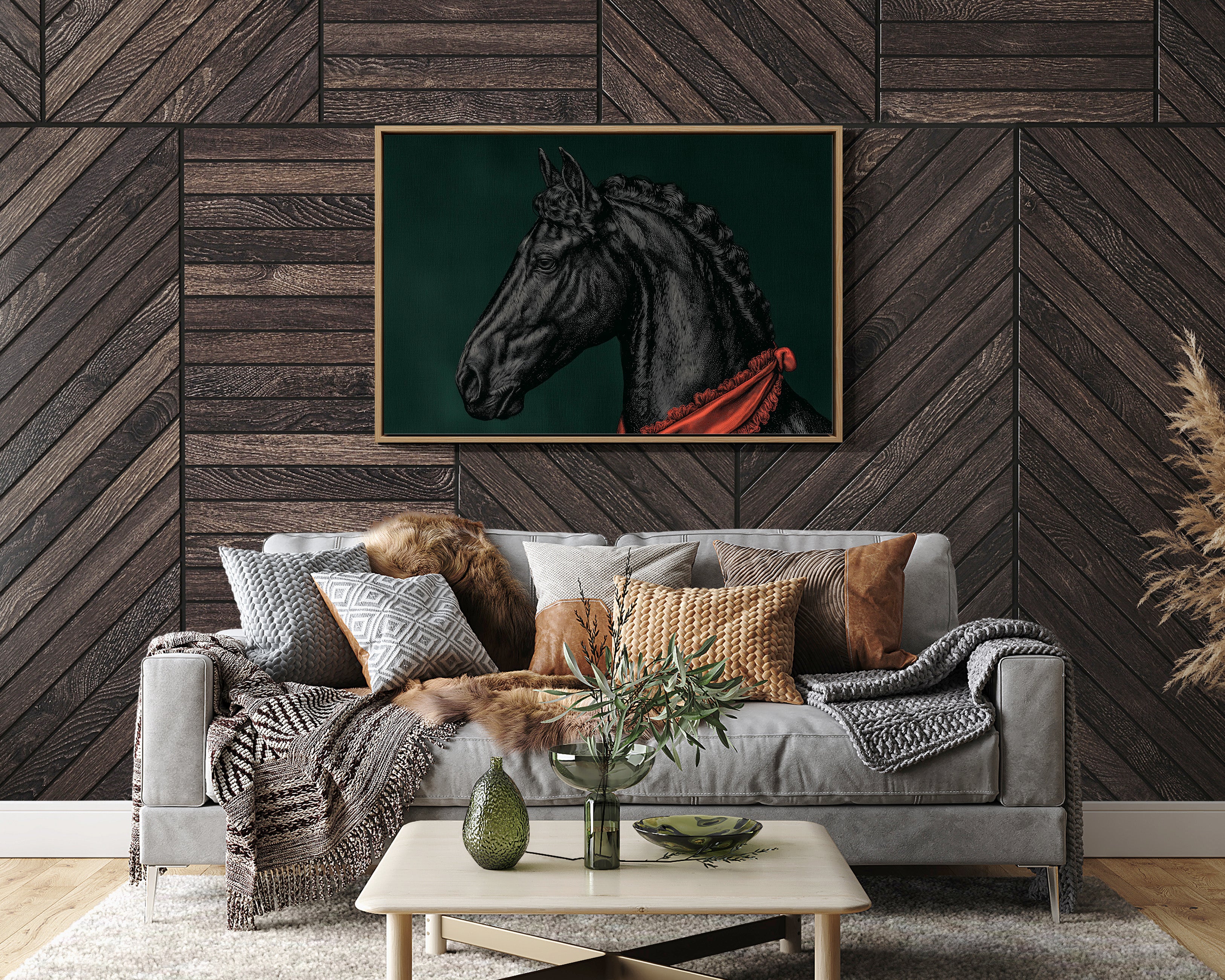 Midnight Stallion in Crimson Silk