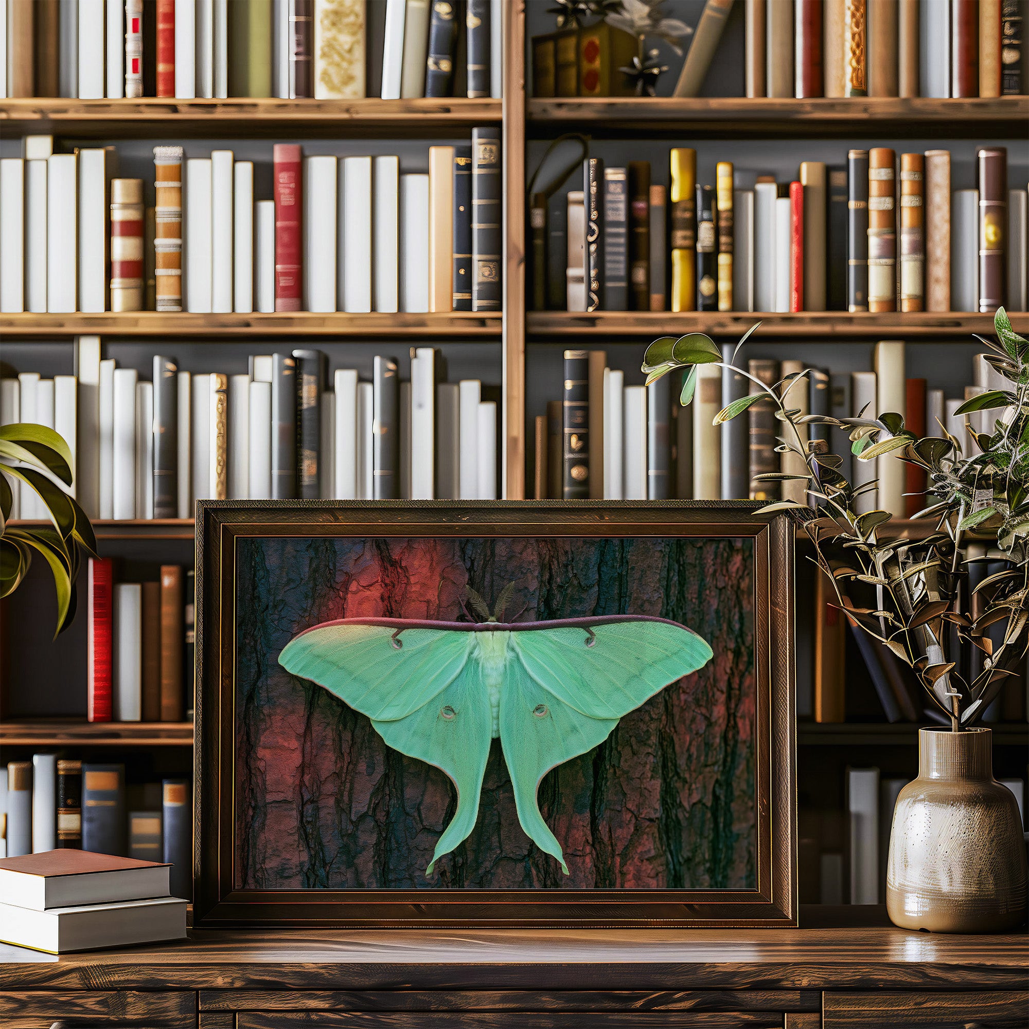 Luna Moth on Old Bark