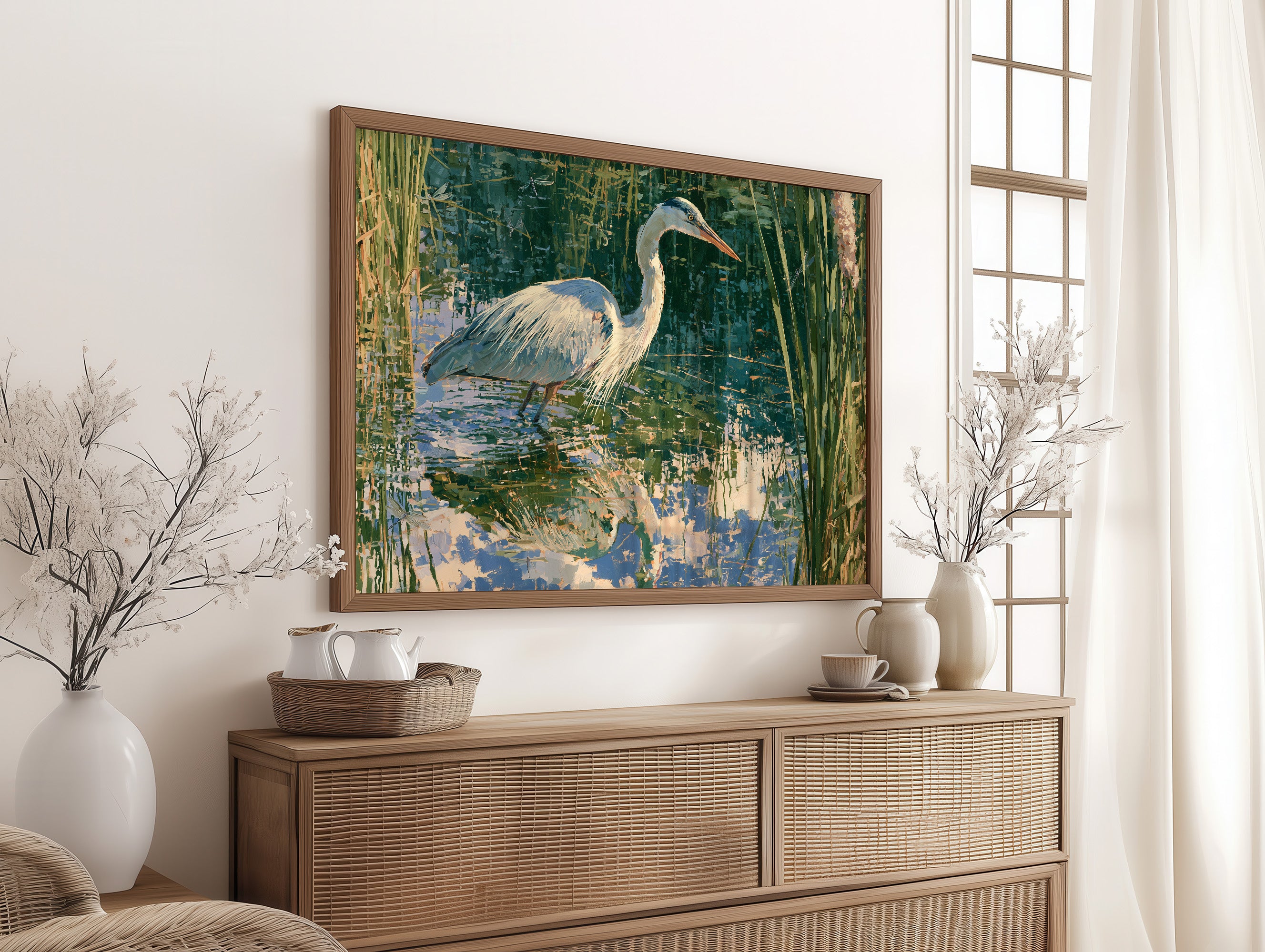 Heron, Marsh Reeds