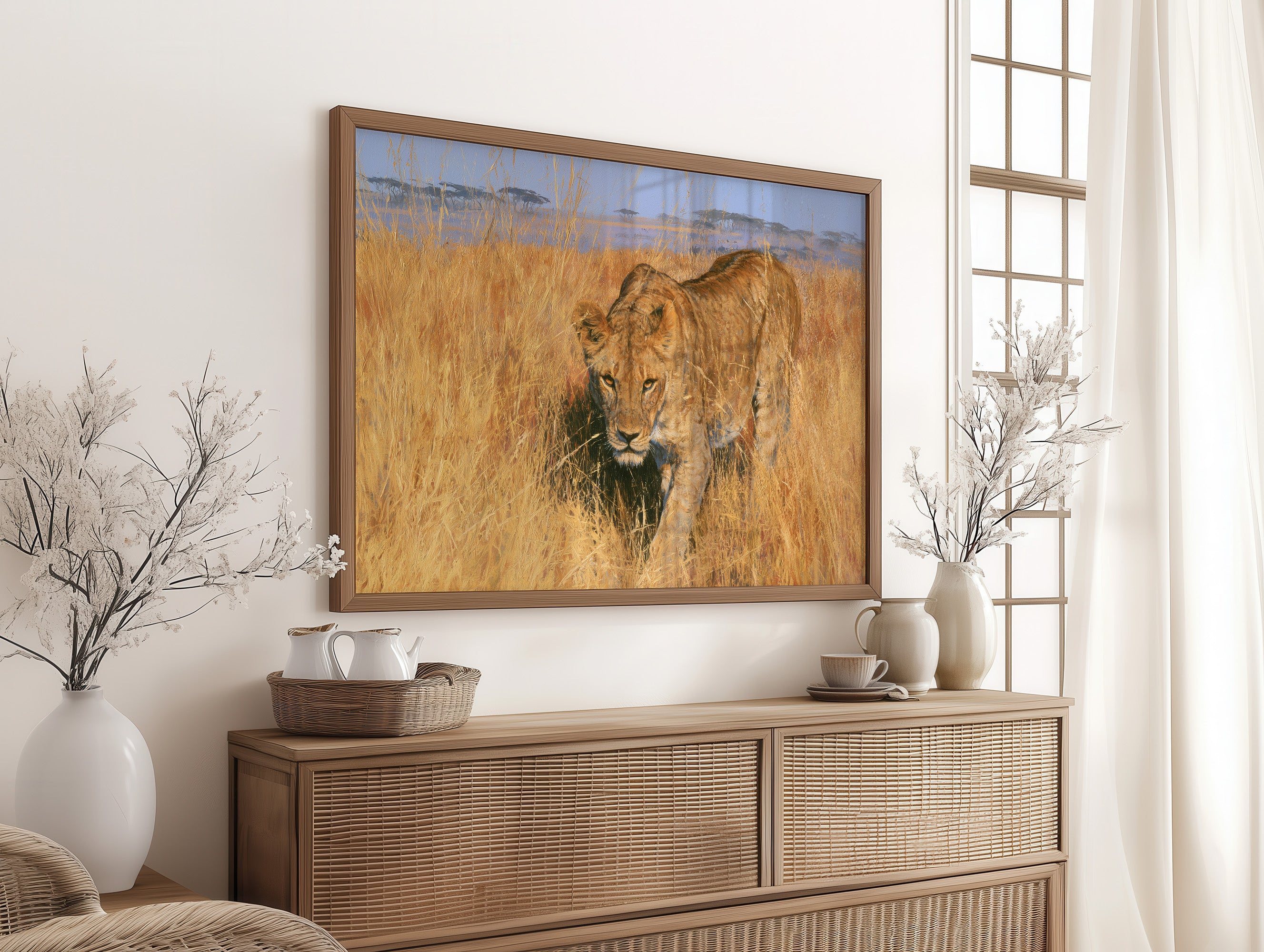 Lioness, Golden Grass Approach