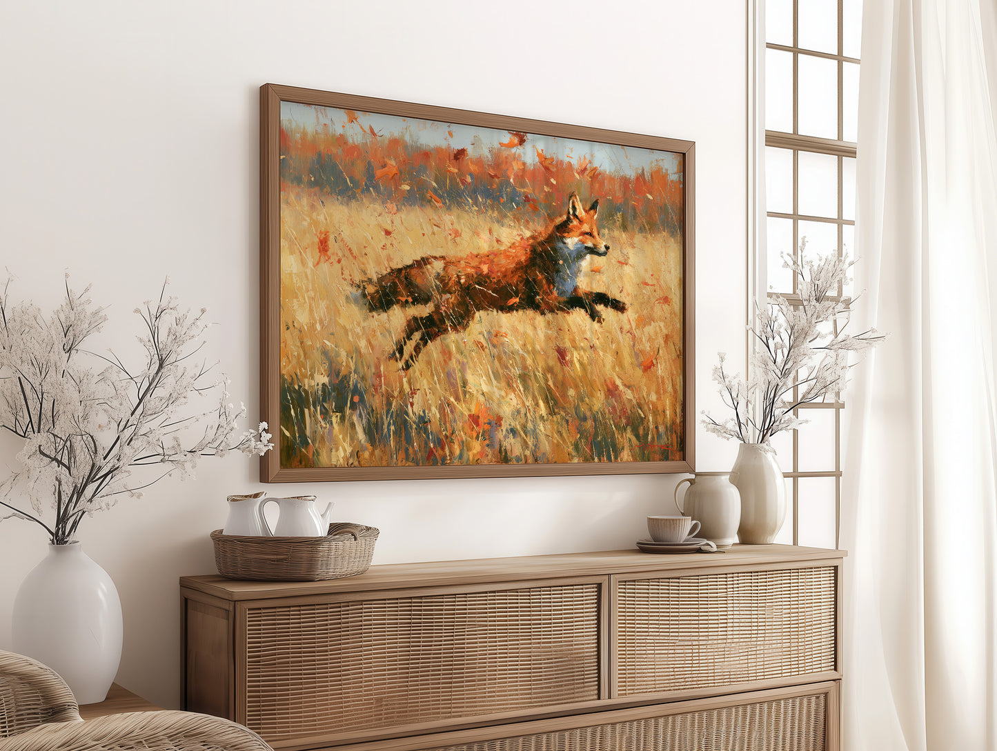 Fox, Leaping Through Gold